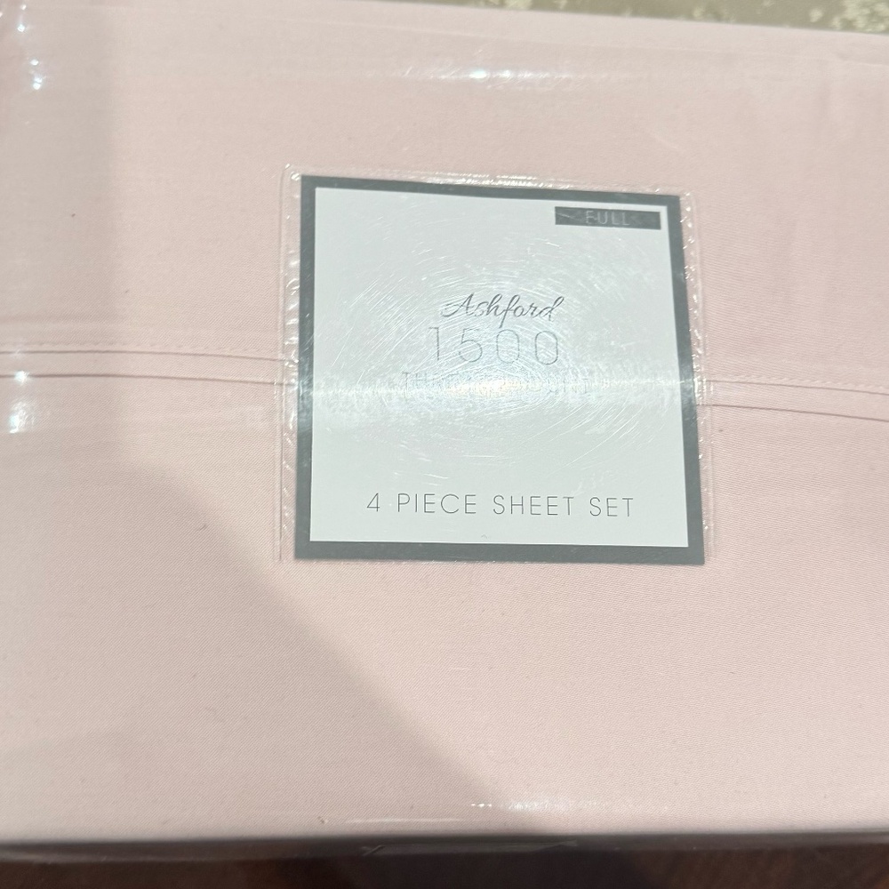 Sunham Ashford Solid 1500 Thread Count 4 Pc. Sheet Set, Full - Blush NWT $200
